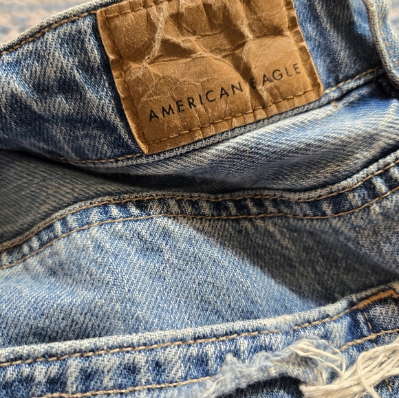 American Eagel Distressed Women's Jeans with Plaid Patch Inserts - Picture 5 of 7